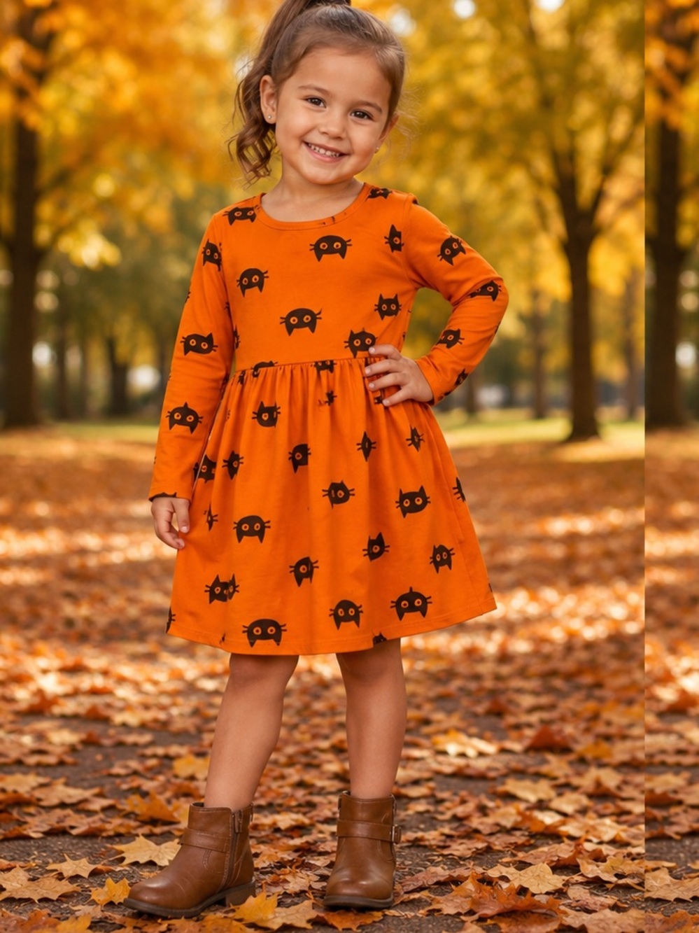 Cat & Jack Halloween Pumpkin Dresses- set of TWO Orange 4/5T - Picture 3 of 16
